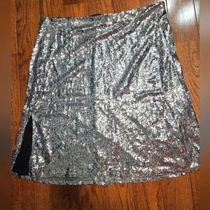 Sliver Sequin plus size mid skirt